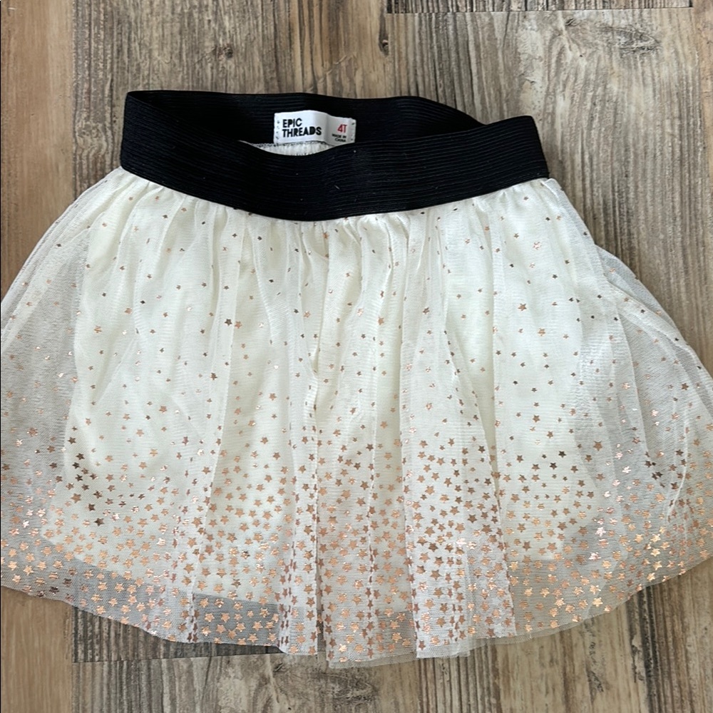 Epic Threads White and Gold Star Skirt